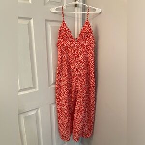Blush Boutique red and white floral button up dress midi size small